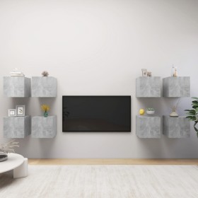Muebles de TV de pared 8 piezas gris hormigón 30,5x30x30 cm en Muebles TV | Comprar online en Foro24