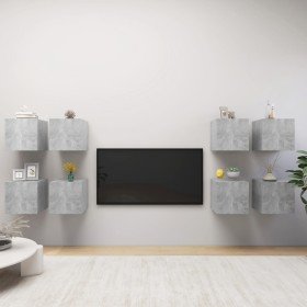 Muebles de TV de pared 8 piezas gris hormigón 30,5x30x30 cm en Muebles TV | Comprar online en Foro24