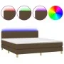 Box spring bed with LED mattress dark brown fabric 180x200 cm by , Beds and slatted bases - Ref: Foro24-3133896, Price: 528,9...