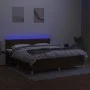 Box spring bed with LED mattress dark brown fabric 180x200 cm by , Beds and slatted bases - Ref: Foro24-3133896, Price: 528,9...
