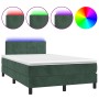 Cama box spring colchón y LED terciopelo verde oscuro 120x200cm de , Camas y somieres - Ref: Foro24-3134396, Precio: 371,34 €...