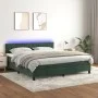 Box spring bed with mattress and LED dark green velvet 160x200cm by , Beds and slatted bases - Ref: Foro24-3134534, Price: 49...