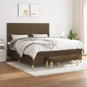 Box spring bed with dark brown fabric mattress 180x200 cm by , Beds and slatted bases - Ref: Foro24-3137336, Price: 618,71 €,...