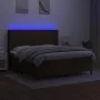 Box spring bed mattress LED lights dark brown fabric 160x200cm by , Beds and slatted bases - Ref: Foro24-3138328, Price: 566,...