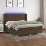Cama box spring colchón luces LED tela marrón oscuro 180x200cm de , Camas y somieres - Ref: Foro24-3139056, Precio: 599,82 €,...