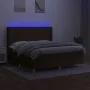 Box spring bed mattress LED lights dark brown fabric 180x200cm by , Beds and slatted bases - Ref: Foro24-3139056, Price: 600,...