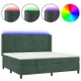 Box spring bed with mattress and LED dark green velvet 200x200cm by , Beds and slatted bases - Ref: Foro24-3139706, Price: 71...