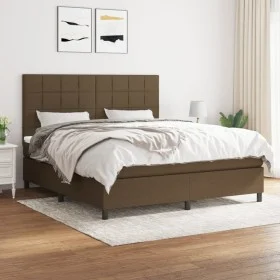Box spring bed with dark brown fabric mattress 160x200 cm by , Beds and slatted bases - Ref: Foro24-3141788, Price: 550,50 €,...