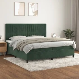Box spring bed with dark green velvet mattress 200x200 cm by , Beds and slatted bases - Ref: Foro24-3143166, Price: 699,78 €,...