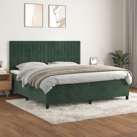 Box spring bed with dark green velvet mattress 200x200 cm by , Beds and slatted bases - Ref: Foro24-3143166, Price: 699,80 €,...