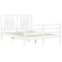 Double bed frame with white solid wood headboard by , Beds and slatted bases - Ref: Foro24-3194547, Price: 148,66 €, Discount: %