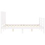Double bed frame with white solid wood headboard by , Beds and slatted bases - Ref: Foro24-3194547, Price: 152,88 €, Discount: %
