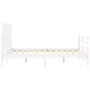 Double bed frame with white solid wood headboard by , Beds and slatted bases - Ref: Foro24-3194547, Price: 148,66 €, Discount: %