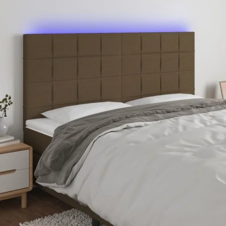 Headboard with LED lights dark brown fabric 160x5x118/128 cm by , Headboards and footboards - Ref: Foro24-3122433, Price: 121...