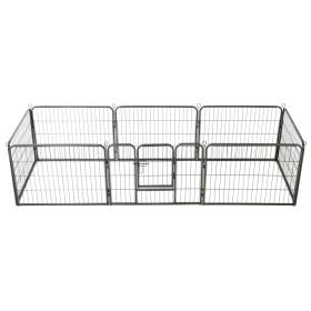 Hundegehege 8 Stahlplatten 60x80 cm schwarz von vidaXL, Hundehütten und Zäune - Ref: Foro24-170572, Preis: 147,55 €, Rabatt: %