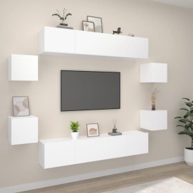 Set de muebles para TV 8 piezas madera contrachapada blanco en Muebles TV | Comprar online en Foro24