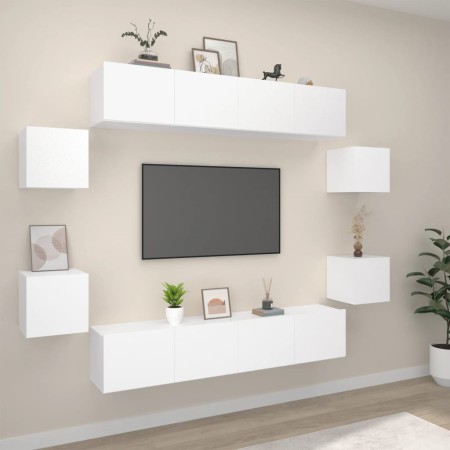 Set de muebles para TV 8 piezas madera contrachapada blanco en Muebles TV | Comprar online en Foro24