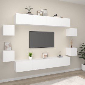 Set de muebles para TV 8 piezas madera contrachapada blanco en Muebles TV | Comprar online en Foro24