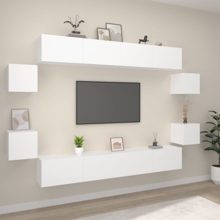 Set de muebles para TV 8 piezas madera contrachapada blanco en Muebles TV | Comprar online en Foro24