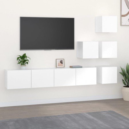 Mueble de pared para TV madera contrachapada blanco en Muebles TV | Comprar online en Foro24