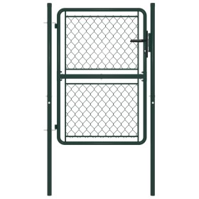 Puerta de valla de jardín acero verde 100x125 cm
