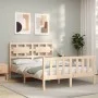 Double bed frame with solid wood headboard by , Beds and slatted bases - Ref: Foro24-3192531, Price: 151,25 €, Discount: %