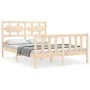 Double bed frame with solid wood headboard by , Beds and slatted bases - Ref: Foro24-3192531, Price: 151,25 €, Discount: %