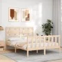 Double bed frame with solid wood headboard by , Beds and slatted bases - Ref: Foro24-3192531, Price: 151,25 €, Discount: %