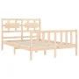 Double bed frame with solid wood headboard by , Beds and slatted bases - Ref: Foro24-3192531, Price: 151,25 €, Discount: %