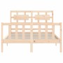 Double bed frame with solid wood headboard by , Beds and slatted bases - Ref: Foro24-3192531, Price: 144,22 €, Discount: %