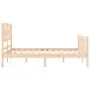 Double bed frame with solid wood headboard by , Beds and slatted bases - Ref: Foro24-3192531, Price: 151,25 €, Discount: %