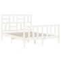 Double bed frame with white solid wood headboard by , Beds and slatted bases - Ref: Foro24-3193052, Price: 160,18 €, Discount: %