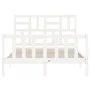Double bed frame with white solid wood headboard by , Beds and slatted bases - Ref: Foro24-3193052, Price: 160,18 €, Discount: %