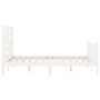 Double bed frame with white solid wood headboard by , Beds and slatted bases - Ref: Foro24-3193052, Price: 157,58 €, Discount: %