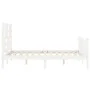 Double bed frame with white solid wood headboard by , Beds and slatted bases - Ref: Foro24-3193052, Price: 160,18 €, Discount: %