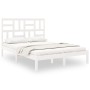 Weißer Massivholzbettrahmen 135x190 cm von , Betten und Lattenroste - Ref: Foro24-3105926, Preis: 146,92 €, Rabatt: %