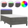 Box spring bed with mattress and LED dark gray velvet 80x200 cm by , Beds and slatted bases - Ref: Foro24-3134490, Price: 293...