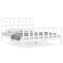 Double bed frame with white solid wood headboard by , Beds and slatted bases - Ref: Foro24-3193082, Price: 150,00 €, Discount: %