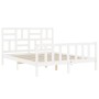 Double bed frame with white solid wood headboard by , Beds and slatted bases - Ref: Foro24-3193082, Price: 150,00 €, Discount: %