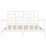 Double bed frame with white solid wood headboard by , Beds and slatted bases - Ref: Foro24-3193082, Price: 150,00 €, Discount: %