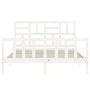Double bed frame with white solid wood headboard by , Beds and slatted bases - Ref: Foro24-3193082, Price: 148,08 €, Discount: %