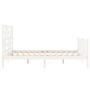 Double bed frame with white solid wood headboard by , Beds and slatted bases - Ref: Foro24-3193082, Price: 150,00 €, Discount: %