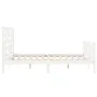 Double bed frame with white solid wood headboard by , Beds and slatted bases - Ref: Foro24-3193082, Price: 148,08 €, Discount: %