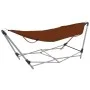 Hamaca con soporte plegable marrón de vidaXL, Hamacas - Ref: Foro24-44367, Precio: 83,39 €, Descuento: %