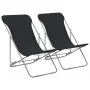 Folding beach chairs 2 units steel and black oxford fabric by vidaXL, Garden chairs - Ref: Foro24-44359, Price: 68,92 €, Disc...