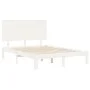Solid white wood bed frame with headboard 140x190 cm by , Beds and slatted bases - Ref: Foro24-3193642, Price: 156,39 €, Disc...