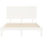 Solid white wood bed frame with headboard 140x190 cm by , Beds and slatted bases - Ref: Foro24-3193642, Price: 158,35 €, Disc...