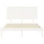 Solid white wood bed frame with headboard 140x190 cm by , Beds and slatted bases - Ref: Foro24-3193642, Price: 156,39 €, Disc...