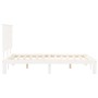 Solid white wood bed frame with headboard 140x190 cm by , Beds and slatted bases - Ref: Foro24-3193642, Price: 158,35 €, Disc...