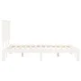 Solid white wood bed frame with headboard 140x190 cm by , Beds and slatted bases - Ref: Foro24-3193642, Price: 156,39 €, Disc...